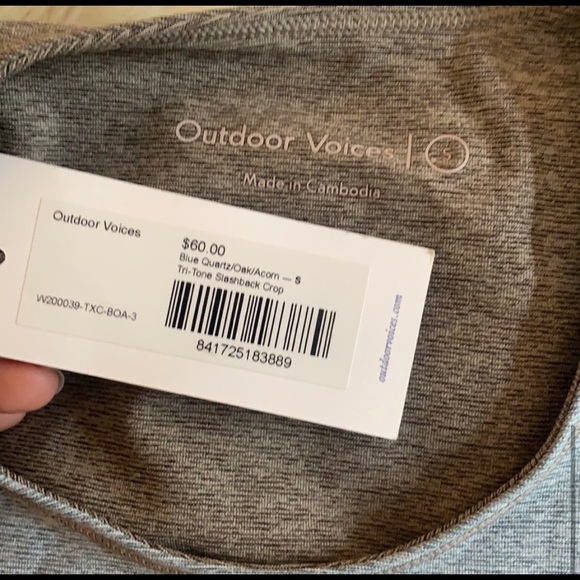 NEW Outdoor Voices Tri-Tone Slashback Crop Top - Picture 4 of 4